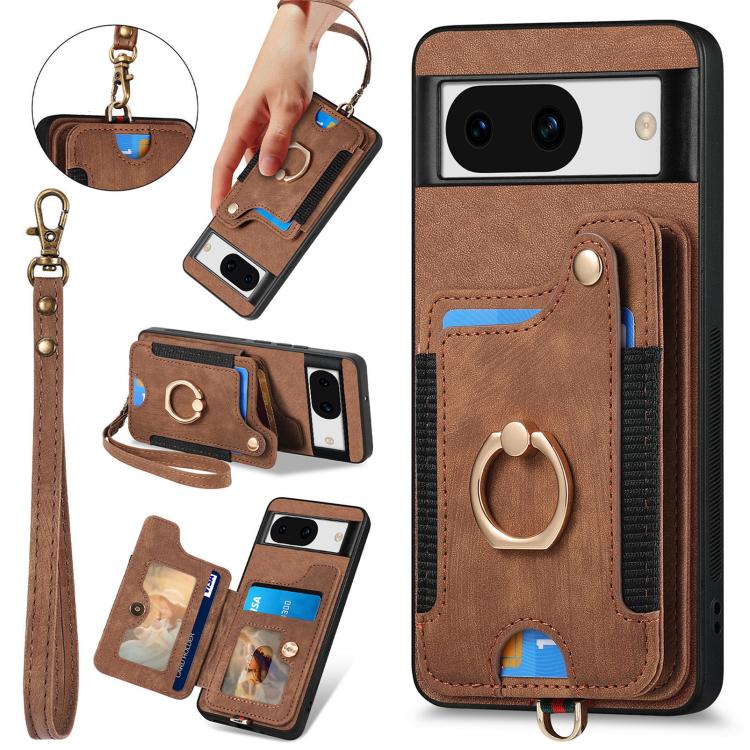 Retro Skin-feel Ring Multi-card Wallet Phone Case, For Google Pixel 11 Pro XL, For Google Pixel 11, For Google Pixel 11 Pro, For Google Pixel 10 Pro XL, For Google Pixel 9a, For Google Pixel 9 Pro XL, For Google Pixel 8a, For Google Pixel 8 Pro        ...