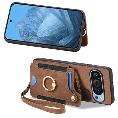 Retro Skin-feel Ring Multi-card Wallet Phone Case, For Google Pixel 10 / 10 Pro, For Google Pixel 9 / 9 Pro