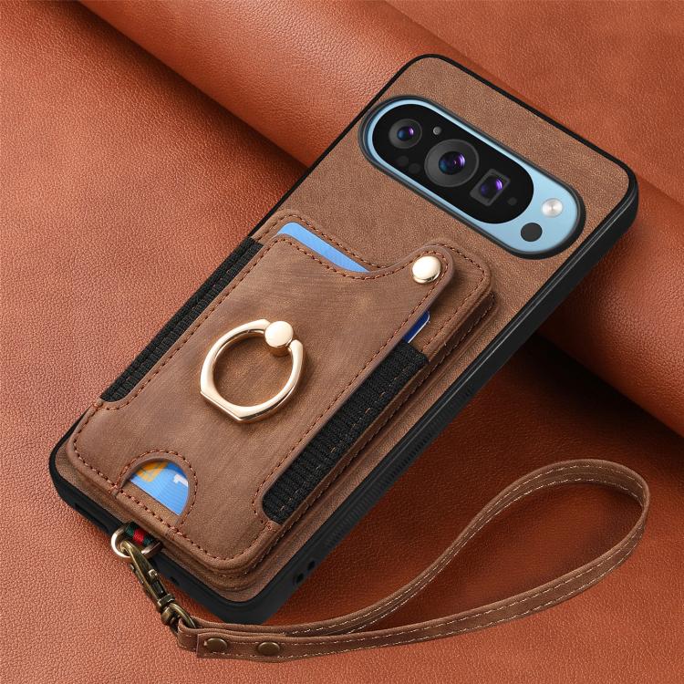 Retro Skin-feel Ring Multi-card Wallet Phone Case, For Google Pixel 10 / 10 Pro, For Google Pixel 9 / 9 Pro