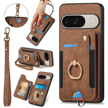 Retro Skin-feel Ring Multi-card Wallet Phone Case, For Google Pixel 11 Pro XL, For Google Pixel 11, For Google Pixel 11 Pro, For Google Pixel 10 Pro XL, For Google Pixel 9a, For Google Pixel 9 Pro XL, For Google Pixel 8a, For Google Pixel 8 Pro        ...