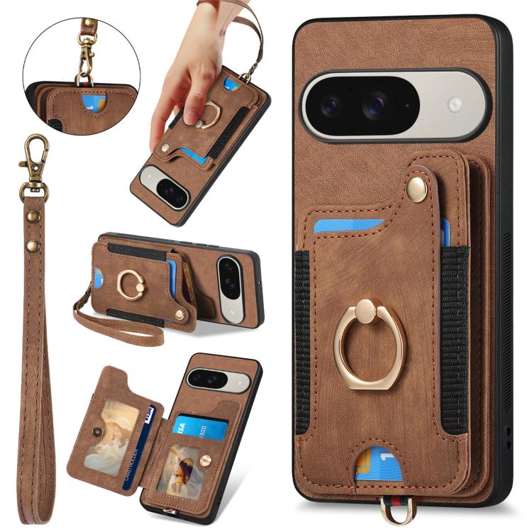Retro Skin-feel Ring Multi-card Wallet Phone Case, For Google Pixel 11 Pro XL, For Google Pixel 11, For Google Pixel 11 Pro, For Google Pixel 10 Pro XL, For Google Pixel 9a, For Google Pixel 9 Pro XL, For Google Pixel 8a, For Google Pixel 8 Pro        ...