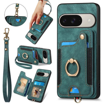 Retro Skin-feel Ring Multi-card Wallet Phone Case, For Google Pixel 11 Pro XL, For Google Pixel 11, For Google Pixel 11 Pro, For Google Pixel 10 Pro XL, For Google Pixel 9a, For Google Pixel 9 Pro XL, For Google Pixel 8a, For Google Pixel 8 Pro        ...