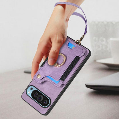 Retro Skin-feel Ring Multi-card Wallet Phone Case, For Google Pixel 10 / 10 Pro, For Google Pixel 9 / 9 Pro