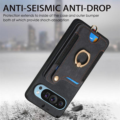 Retro Skin-feel Ring Multi-card Wallet Phone Case, For Google Pixel 10 / 10 Pro, For Google Pixel 9 / 9 Pro
