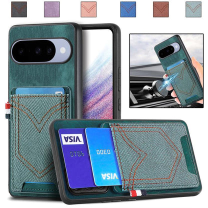 Denim Texture Leather Skin Phone Case with Card Slot, For Google Pixel 11 Pro XL, For Google Pixel 11, For Google Pixel 11 Pro, For Google Pixel 10 Pro XL, For Google Pixel 9a, For Google Pixel 9 Pro XL, For Google Pixel 10 / 10 Pro                    ...