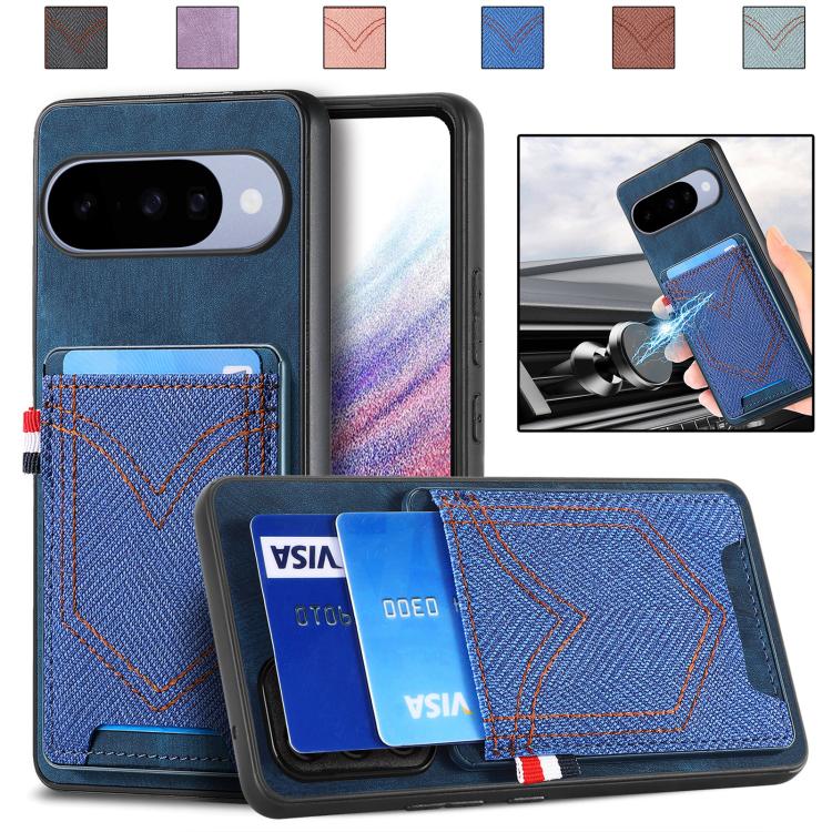 Denim Texture Leather Skin Phone Case with Card Slot, For Google Pixel 11 Pro XL, For Google Pixel 11, For Google Pixel 11 Pro, For Google Pixel 10 Pro XL, For Google Pixel 9a, For Google Pixel 9 Pro XL, For Google Pixel 10 / 10 Pro                    ...