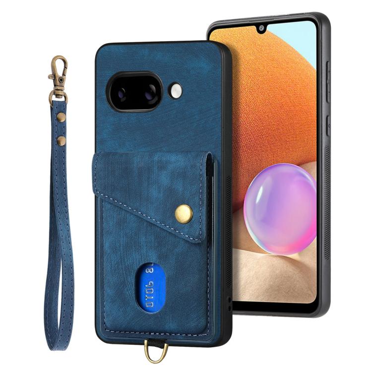 Retro Card Wallet Fold Leather Phone Case with Strap, For Google Pixel 11 Pro XL, For Google Pixel 11, For Google Pixel 11 Pro, For Google Pixel 10 Pro XL, For Google Pixel 9a, For Google Pixel 9 Pro XL, For Google Pixel 10 / 10 Pro                    ...
