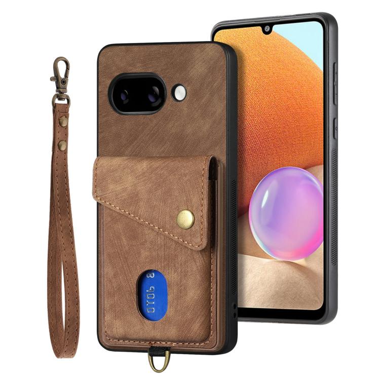 Retro Card Wallet Fold Leather Phone Case with Strap, For Google Pixel 11 Pro XL, For Google Pixel 11, For Google Pixel 11 Pro, For Google Pixel 10 Pro XL, For Google Pixel 9a, For Google Pixel 9 Pro XL, For Google Pixel 10 / 10 Pro                    ...