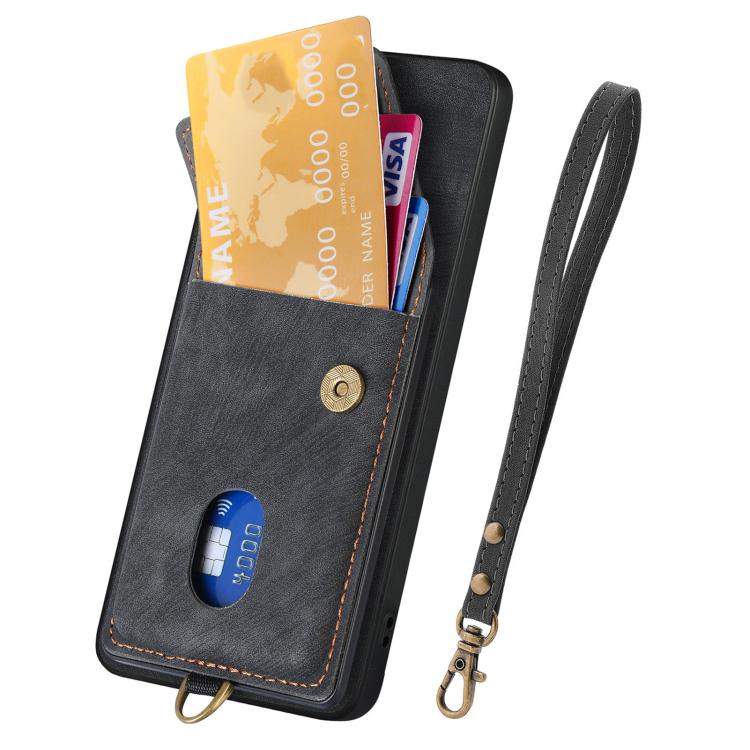 Retro Card Wallet Fold Leather Phone Case with Strap, For Google Pixel 11 Pro XL, For Google Pixel 11, For Google Pixel 11 Pro, For Google Pixel 10 Pro XL, For Google Pixel 9a, For Google Pixel 9 Pro XL, For Google Pixel 10 / 10 Pro                    ...