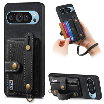 Retro Cross Wristband Wallet Leather Back Phone Case, For Google Pixel 11 Pro XL, For Google Pixel 11, For Google Pixel 11 Pro, For Google Pixel 10 Pro XL, For Google Pixel 9a, For Google Pixel 9 Pro XL, For Google Pixel 10 / 10 Pro                    ...