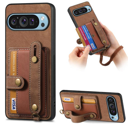 Retro Cross Wristband Wallet Leather Back Phone Case, For Google Pixel 11 Pro XL, For Google Pixel 11, For Google Pixel 11 Pro, For Google Pixel 10 Pro XL, For Google Pixel 9a, For Google Pixel 9 Pro XL, For Google Pixel 10 / 10 Pro                    ...