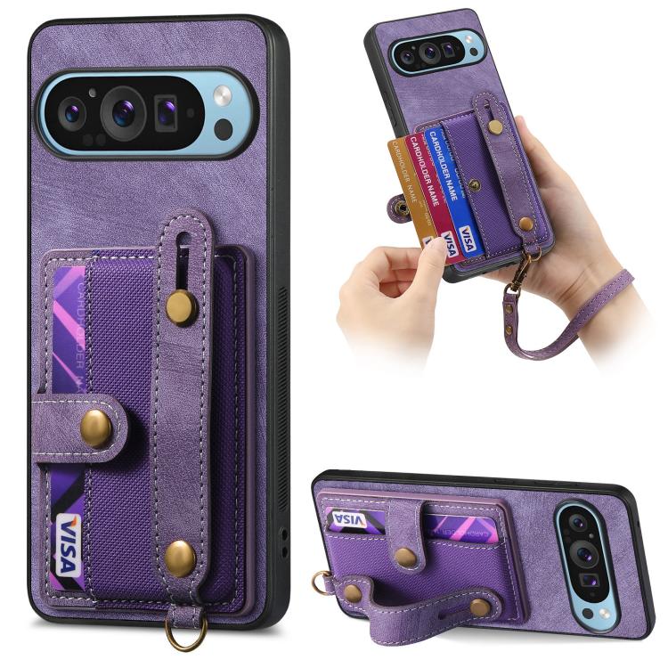 Retro Cross Wristband Wallet Leather Back Phone Case, For Google Pixel 11 Pro XL, For Google Pixel 11, For Google Pixel 11 Pro, For Google Pixel 10 Pro XL, For Google Pixel 9a, For Google Pixel 9 Pro XL, For Google Pixel 10 / 10 Pro                    ...