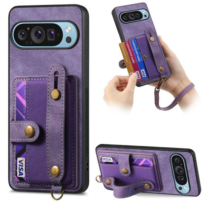 Retro Cross Wristband Wallet Leather Back Phone Case, For Google Pixel 11 Pro XL, For Google Pixel 11, For Google Pixel 11 Pro, For Google Pixel 10 Pro XL, For Google Pixel 9a, For Google Pixel 9 Pro XL, For Google Pixel 10 / 10 Pro                    ...