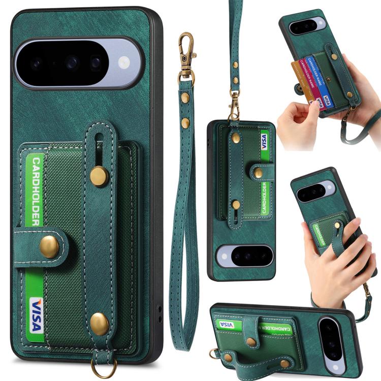 Retro Cross Wristband Wallet Leather Back Phone Case, For Google Pixel 11 Pro XL, For Google Pixel 11, For Google Pixel 11 Pro, For Google Pixel 10 Pro XL, For Google Pixel 9a, For Google Pixel 9 Pro XL, For Google Pixel 10 / 10 Pro                    ...