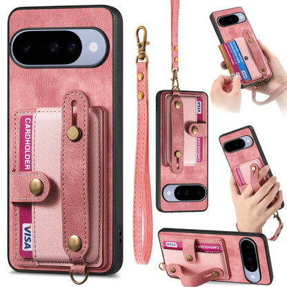 Retro Cross Wristband Wallet Leather Back Phone Case, For Google Pixel 11 Pro XL, For Google Pixel 11, For Google Pixel 11 Pro, For Google Pixel 10 Pro XL, For Google Pixel 9a, For Google Pixel 9 Pro XL, For Google Pixel 10 / 10 Pro                    ...