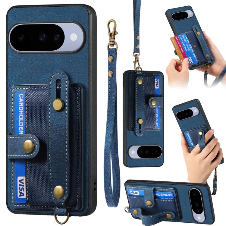 Retro Cross Wristband Wallet Leather Back Phone Case, For Google Pixel 11 Pro XL, For Google Pixel 11, For Google Pixel 11 Pro, For Google Pixel 10 Pro XL, For Google Pixel 9a, For Google Pixel 9 Pro XL, For Google Pixel 10 / 10 Pro                    ...