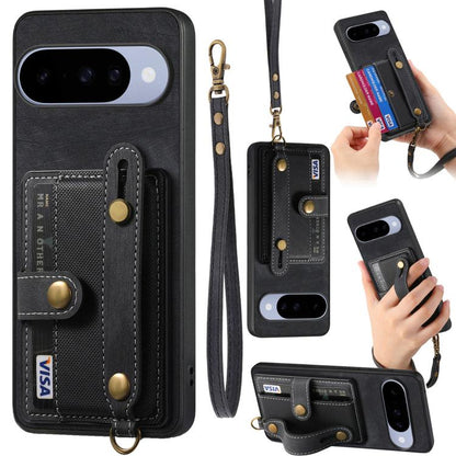 Retro Cross Wristband Wallet Leather Back Phone Case, For Google Pixel 11 Pro XL, For Google Pixel 11, For Google Pixel 11 Pro, For Google Pixel 10 Pro XL, For Google Pixel 9a, For Google Pixel 9 Pro XL, For Google Pixel 10 / 10 Pro                    ...