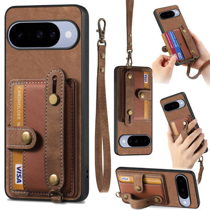 Retro Cross Wristband Wallet Leather Back Phone Case, For Google Pixel 11 Pro XL, For Google Pixel 11, For Google Pixel 11 Pro, For Google Pixel 10 Pro XL, For Google Pixel 9a, For Google Pixel 9 Pro XL, For Google Pixel 10 / 10 Pro                    ...