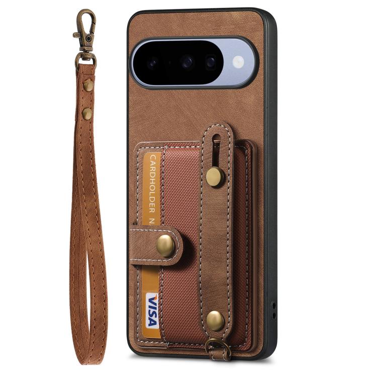 Retro Cross Wristband Wallet Leather Back Phone Case, For Google Pixel 11 Pro XL, For Google Pixel 11, For Google Pixel 11 Pro, For Google Pixel 10 Pro XL, For Google Pixel 9a, For Google Pixel 9 Pro XL, For Google Pixel 10 / 10 Pro                    ...