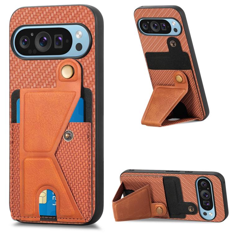 Carbon Fiber Wallet Flip Card K-shaped Holder Phone Case, For Google Pixel 11 Pro XL, For Google Pixel 11, For Google Pixel 11 Pro, For Google Pixel 10a, For Google Pixel 10 Pro XL, For Google Pixel 9a, For Google Pixel 9 Pro XL                        ...