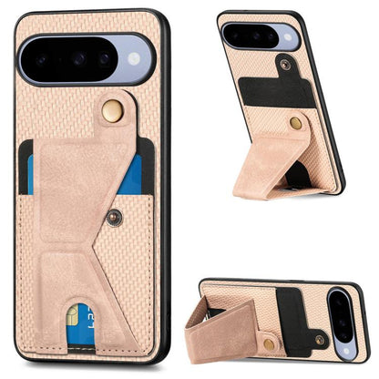 Carbon Fiber Wallet Flip Card K-shaped Holder Phone Case, For Google Pixel 11 Pro XL, For Google Pixel 11, For Google Pixel 11 Pro, For Google Pixel 10a, For Google Pixel 10 Pro XL, For Google Pixel 9a, For Google Pixel 9 Pro XL                        ...