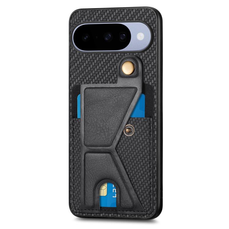 Carbon Fiber Wallet Flip Card K-shaped Holder Phone Case, For Google Pixel 11 Pro XL, For Google Pixel 11, For Google Pixel 11 Pro, For Google Pixel 10a, For Google Pixel 10 Pro XL, For Google Pixel 9a, For Google Pixel 9 Pro XL                        ...