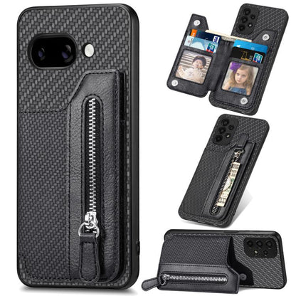 Carbon Fiber Horizontal Flip Zipper Wallet Phone Case, For Google Pixel 11 Pro XL, For Google Pixel 11, For Google Pixel 11 Pro, For Google Pixel 10 Pro XL, For Google Pixel 9a, For Google Pixel 9 Pro XL, For Google Pixel 10 / 10 Pro                   ...