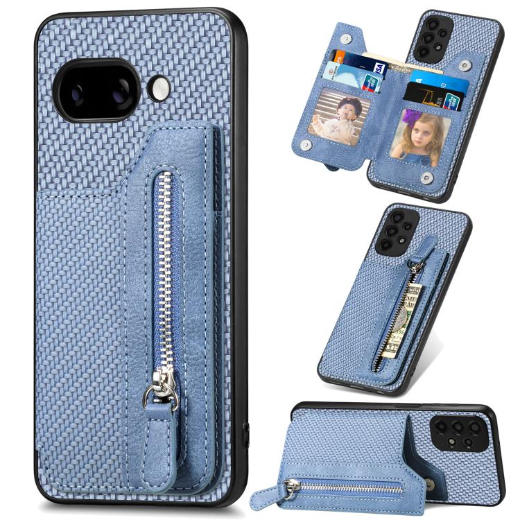 Carbon Fiber Horizontal Flip Zipper Wallet Phone Case, For Google Pixel 11 Pro XL, For Google Pixel 11, For Google Pixel 11 Pro, For Google Pixel 10 Pro XL, For Google Pixel 9a, For Google Pixel 9 Pro XL, For Google Pixel 10 / 10 Pro                   ...