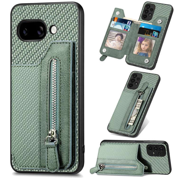 Carbon Fiber Horizontal Flip Zipper Wallet Phone Case, For Google Pixel 11 Pro XL, For Google Pixel 11, For Google Pixel 11 Pro, For Google Pixel 10 Pro XL, For Google Pixel 9a, For Google Pixel 9 Pro XL, For Google Pixel 10 / 10 Pro                   ...