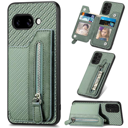 Carbon Fiber Horizontal Flip Zipper Wallet Phone Case, For Google Pixel 11 Pro XL, For Google Pixel 11, For Google Pixel 11 Pro, For Google Pixel 10 Pro XL, For Google Pixel 9a, For Google Pixel 9 Pro XL, For Google Pixel 10 / 10 Pro                   ...
