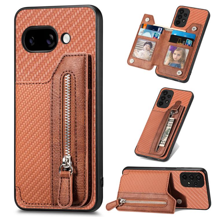 Carbon Fiber Horizontal Flip Zipper Wallet Phone Case, For Google Pixel 11 Pro XL, For Google Pixel 11, For Google Pixel 11 Pro, For Google Pixel 10 Pro XL, For Google Pixel 9a, For Google Pixel 9 Pro XL, For Google Pixel 10 / 10 Pro                   ...