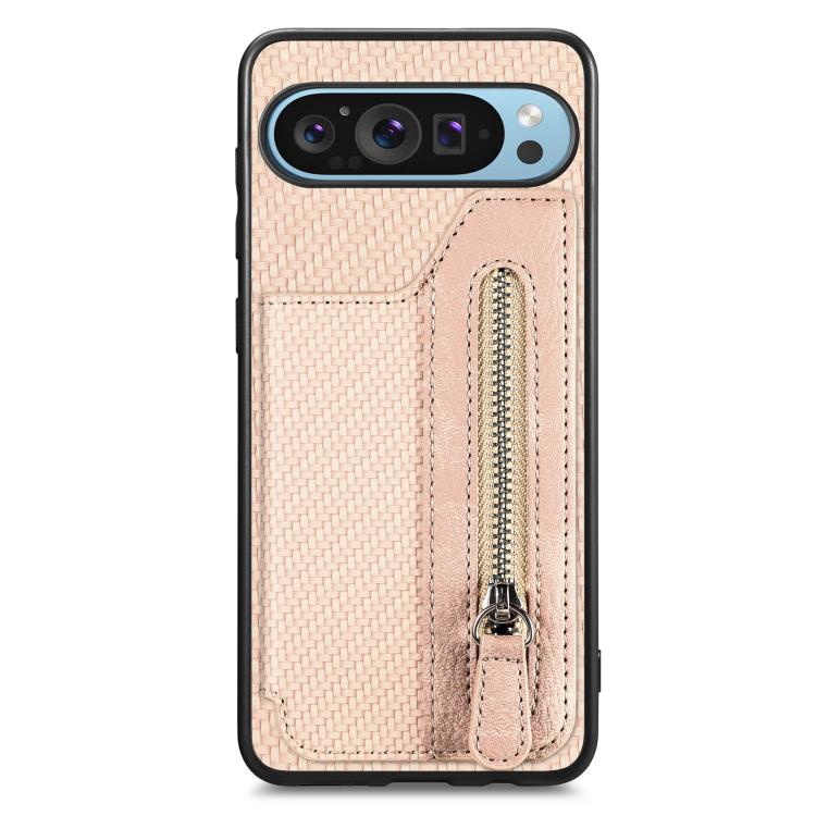 Carbon Fiber Horizontal Flip Zipper Wallet Phone Case, For Google Pixel 11 Pro XL, For Google Pixel 11, For Google Pixel 11 Pro, For Google Pixel 10 Pro XL, For Google Pixel 9a, For Google Pixel 9 Pro XL, For Google Pixel 10 / 10 Pro                   ...