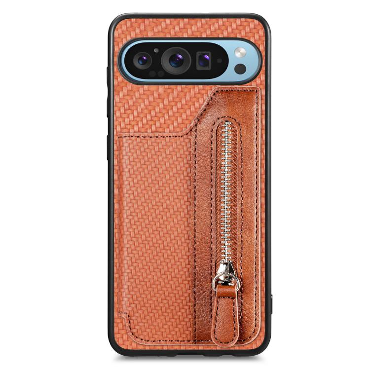 Carbon Fiber Horizontal Flip Zipper Wallet Phone Case, For Google Pixel 11 Pro XL, For Google Pixel 11, For Google Pixel 11 Pro, For Google Pixel 10 Pro XL, For Google Pixel 9a, For Google Pixel 9 Pro XL, For Google Pixel 10 / 10 Pro                   ...