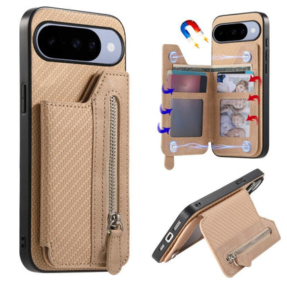 Carbon Fiber Horizontal Flip Zipper Wallet Phone Case, For Google Pixel 11 Pro XL, For Google Pixel 11, For Google Pixel 11 Pro, For Google Pixel 10 Pro XL, For Google Pixel 9a, For Google Pixel 9 Pro XL, For Google Pixel 10 / 10 Pro                   ...