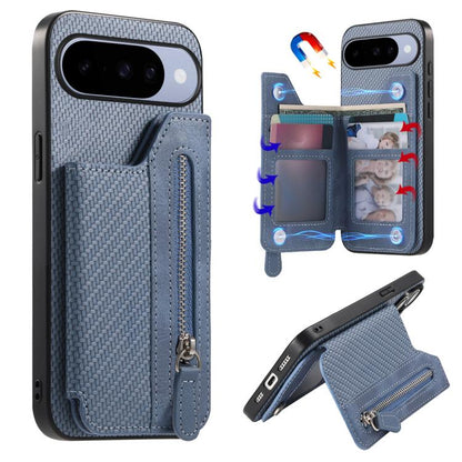 Carbon Fiber Horizontal Flip Zipper Wallet Phone Case, For Google Pixel 11 Pro XL, For Google Pixel 11, For Google Pixel 11 Pro, For Google Pixel 10 Pro XL, For Google Pixel 9a, For Google Pixel 9 Pro XL, For Google Pixel 10 / 10 Pro                   ...