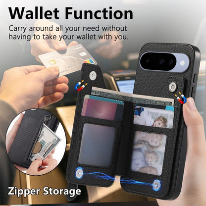 Carbon Fiber Horizontal Flip Zipper Wallet Phone Case, For Google Pixel 11 Pro XL, For Google Pixel 11, For Google Pixel 11 Pro, For Google Pixel 10 Pro XL, For Google Pixel 9a, For Google Pixel 9 Pro XL, For Google Pixel 10 / 10 Pro                   ...