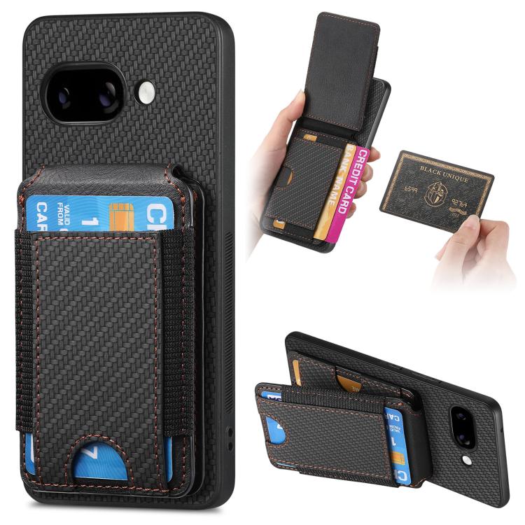 Carbon Fiber Vertical Flip Wallet Stand Phone Case, For Google Pixel 11 Pro XL, For Google Pixel 11, For Google Pixel 11 Pro, For Google Pixel 10a, For Google Pixel 10 Pro XL, For Google Pixel 9a, For Google Pixel 9 Pro XL, For Google Pixel 10 / 10 Pro...