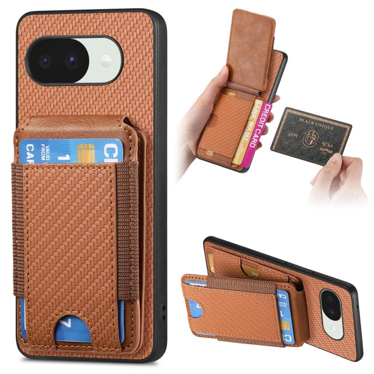 Carbon Fiber Vertical Flip Wallet Stand Phone Case, For Google Pixel 11 Pro XL, For Google Pixel 11, For Google Pixel 11 Pro, For Google Pixel 10a, For Google Pixel 10 Pro XL, For Google Pixel 9a, For Google Pixel 9 Pro XL, For Google Pixel 10 / 10 Pro...