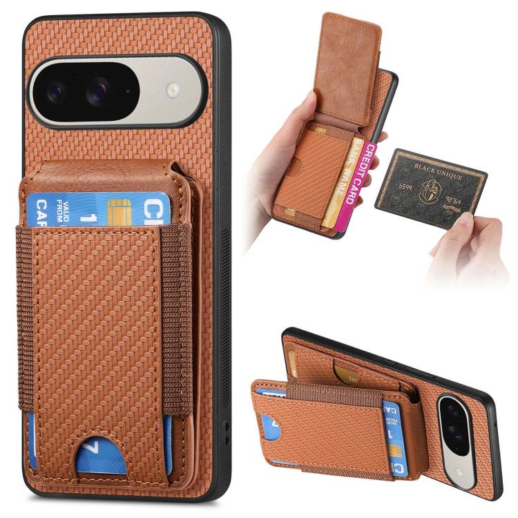 Carbon Fiber Vertical Flip Wallet Stand Phone Case, For Google Pixel 11 Pro XL, For Google Pixel 11, For Google Pixel 11 Pro, For Google Pixel 10a, For Google Pixel 10 Pro XL, For Google Pixel 9a, For Google Pixel 9 Pro XL, For Google Pixel 10 / 10 Pro...
