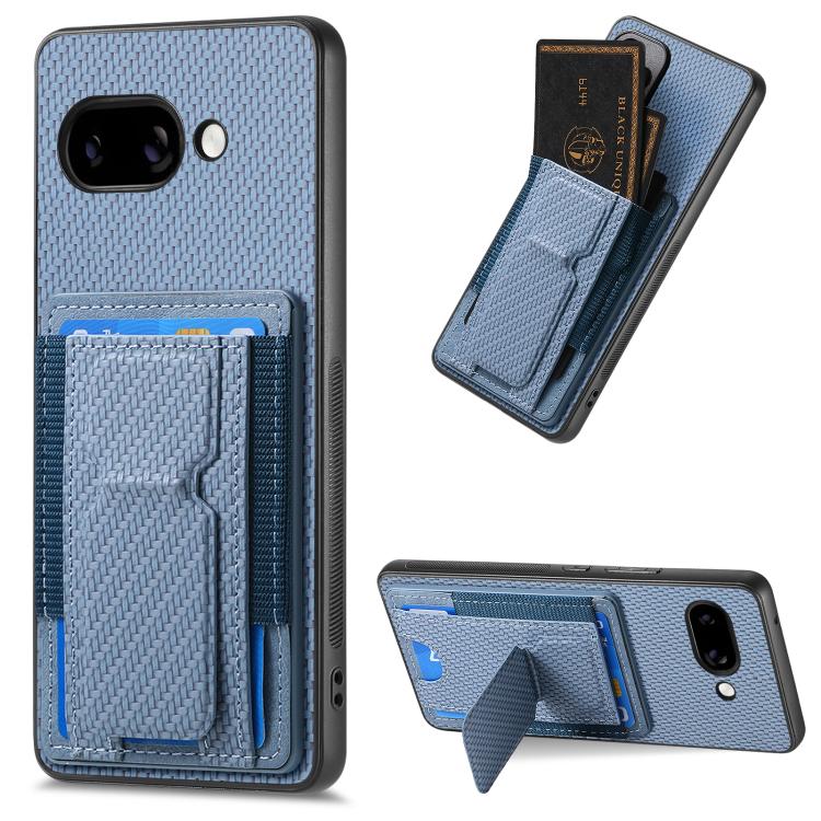 Carbon Fiber Fold Stand Elastic Card Bag Phone Case, For Google Pixel 11 Pro XL, For Google Pixel 11, For Google Pixel 11 Pro, For Google Pixel 10a, For Google Pixel 10 Pro XL, For Google Pixel 9a, For Google Pixel 9 Pro XL, For Google Pixel 10 / 10 Pr...