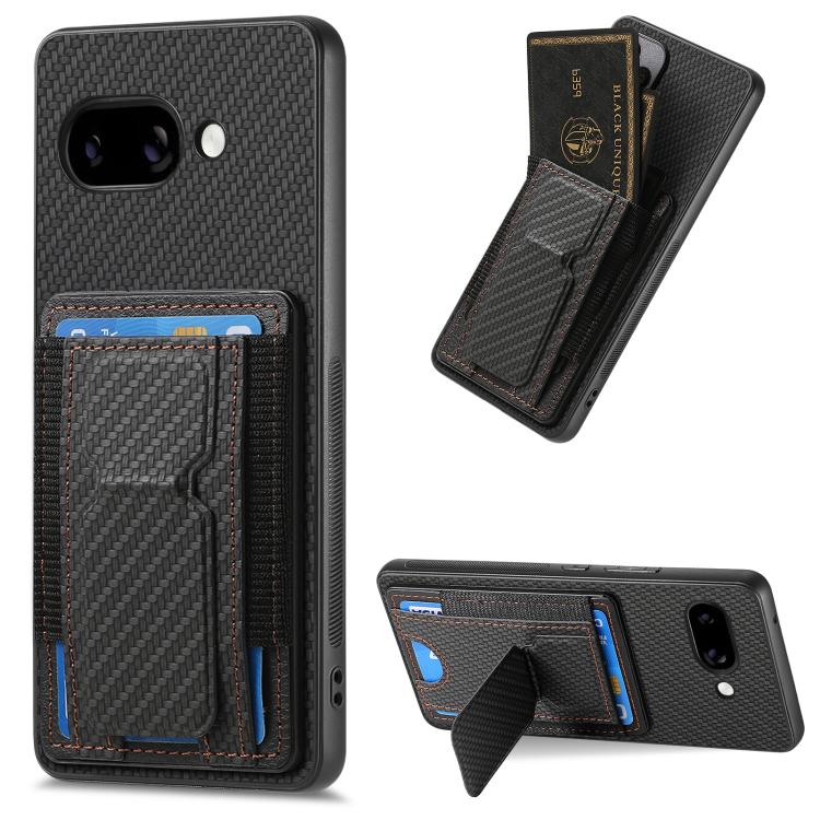 Carbon Fiber Fold Stand Elastic Card Bag Phone Case, For Google Pixel 11 Pro XL, For Google Pixel 11, For Google Pixel 11 Pro, For Google Pixel 10a, For Google Pixel 10 Pro XL, For Google Pixel 9a, For Google Pixel 9 Pro XL, For Google Pixel 10 / 10 Pr...