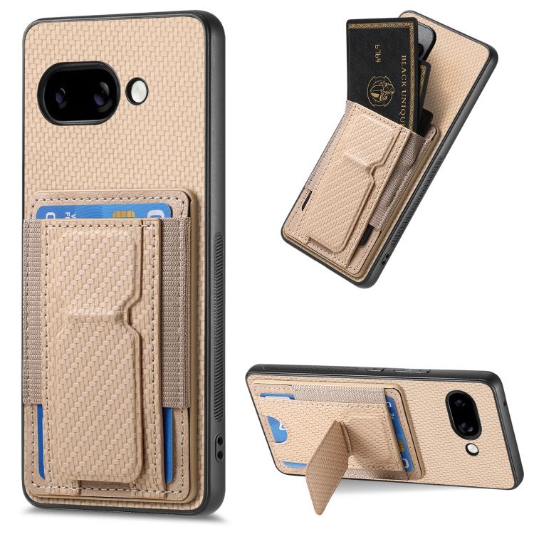 Carbon Fiber Fold Stand Elastic Card Bag Phone Case, For Google Pixel 11 Pro XL, For Google Pixel 11, For Google Pixel 11 Pro, For Google Pixel 10a, For Google Pixel 10 Pro XL, For Google Pixel 9a, For Google Pixel 9 Pro XL, For Google Pixel 10 / 10 Pr...