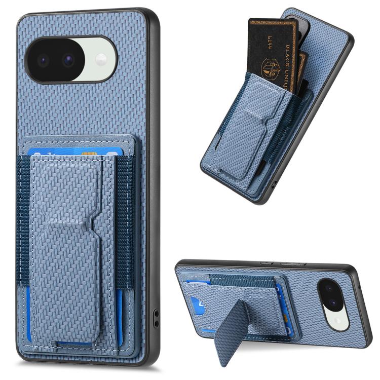 Carbon Fiber Fold Stand Elastic Card Bag Phone Case, For Google Pixel 11 Pro XL, For Google Pixel 11, For Google Pixel 11 Pro, For Google Pixel 10a, For Google Pixel 10 Pro XL, For Google Pixel 9a, For Google Pixel 9 Pro XL, For Google Pixel 10 / 10 Pr...