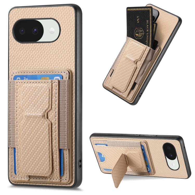 Carbon Fiber Fold Stand Elastic Card Bag Phone Case, For Google Pixel 11 Pro XL, For Google Pixel 11, For Google Pixel 11 Pro, For Google Pixel 10a, For Google Pixel 10 Pro XL, For Google Pixel 9a, For Google Pixel 9 Pro XL, For Google Pixel 10 / 10 Pr...