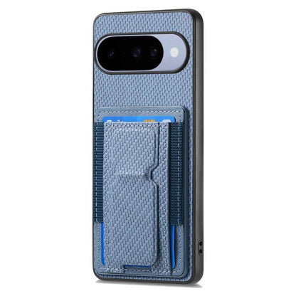 Carbon Fiber Fold Stand Elastic Card Bag Phone Case, For Google Pixel 11 Pro XL, For Google Pixel 11, For Google Pixel 11 Pro, For Google Pixel 10a, For Google Pixel 10 Pro XL, For Google Pixel 9a, For Google Pixel 9 Pro XL, For Google Pixel 10 / 10 Pr...