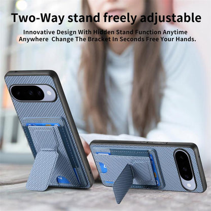 Carbon Fiber Fold Stand Elastic Card Bag Phone Case, For Google Pixel 11 Pro XL, For Google Pixel 11, For Google Pixel 11 Pro, For Google Pixel 10a, For Google Pixel 10 Pro XL, For Google Pixel 9a, For Google Pixel 9 Pro XL, For Google Pixel 10 / 10 Pr...