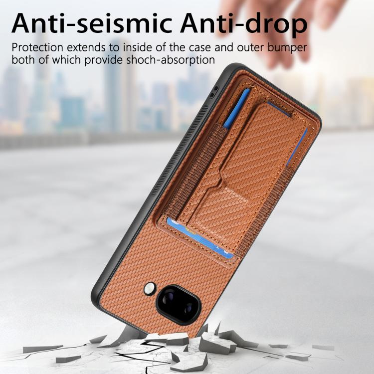Carbon Fiber Fold Stand Elastic Card Bag Phone Case, For Google Pixel 11 Pro XL, For Google Pixel 11, For Google Pixel 11 Pro, For Google Pixel 10a, For Google Pixel 10 Pro XL, For Google Pixel 9a, For Google Pixel 9 Pro XL, For Google Pixel 10 / 10 Pr...