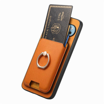 Retro Cross Leather Ring Vertical Insert Card Bag MagSafe Phone Case, For Google Pixel 9 / 9 Pro