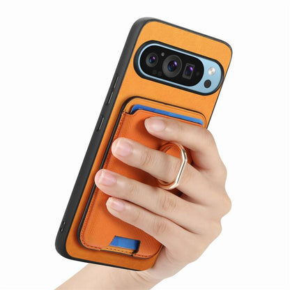 Retro Cross Leather Ring Vertical Insert Card Bag MagSafe Phone Case, For Google Pixel 9 / 9 Pro