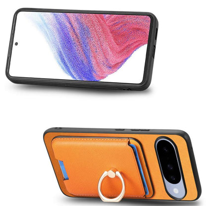 Retro Cross Leather Ring Vertical Insert Card Bag MagSafe Phone Case, For Google Pixel 11 Pro XL, For Google Pixel 11, For Google Pixel 11 Pro, For Google Pixel 10 Pro XL, For Google Pixel 9a, For Google Pixel 9 Pro XL, For Google Pixel 8a             ...